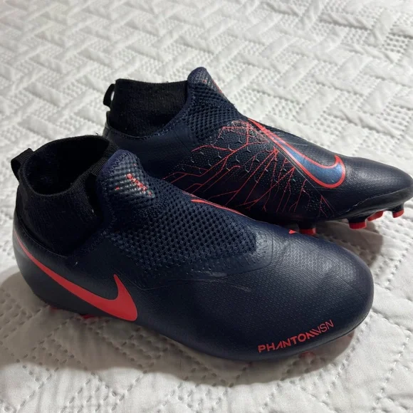 Nike Phantom VSN Acandemy DF FG Navy Blue Red Cleats Youth Size 4 Outdoors - Picture 2 of 10